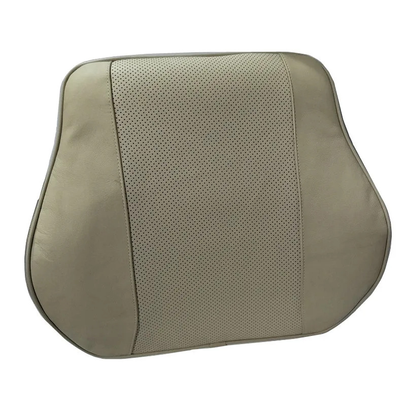 beige Настоящая Кожаная Автомобильная поясничная Подушка для спины, деловая поддержка сиденья для офисного кресла, комфортная подушка для снятия стресса на талии - Название цвета: beige