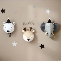 baby nordic animal elephant deer dog head wall mount stuffed toys bedroom decor plush artwork wall hanging dolls photo props