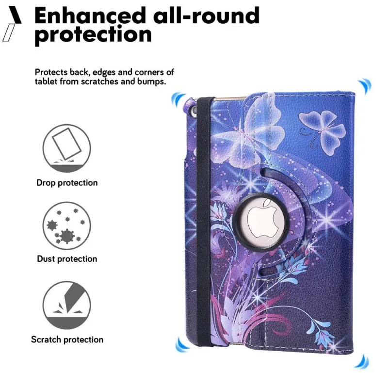 KK&ampLL For iPad mini 4 Mini 5 Tablet cover Rotating 360°with Auto Wake Up Sleep Flip PU Leather Stand Case+Bluetooth keyboard |
