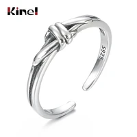 kinel 925 sterling silver vintage simple braided finger rings for women luxury fine jewelry stackable ring bijoux 2020 new