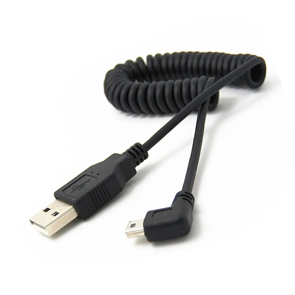 1 шт. спиральный переходник с разъемом USB 2 0 А на Mini 5 контактов под прямым углом 90