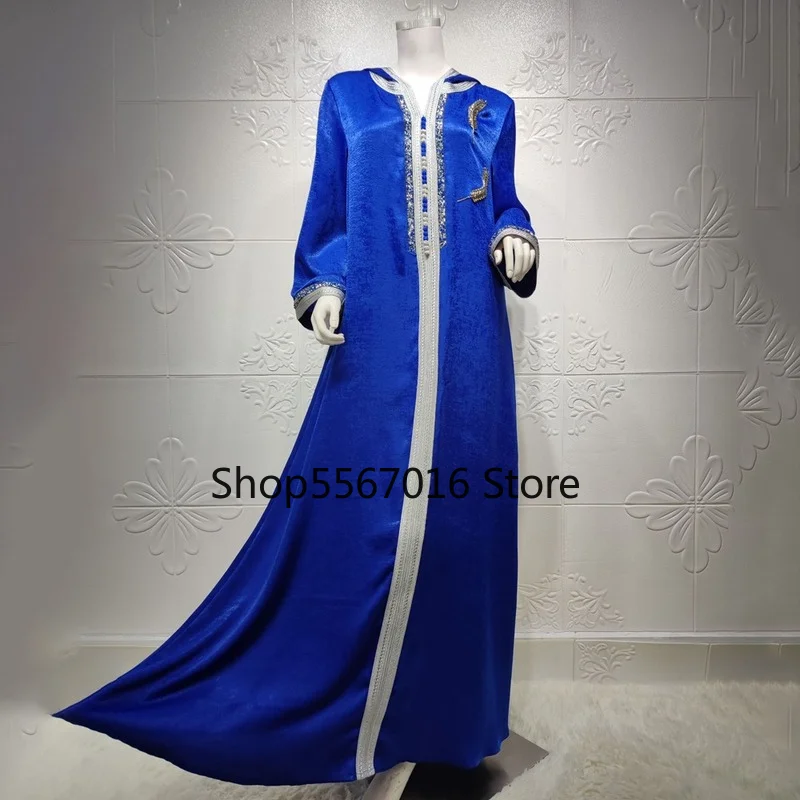 2021 Ramadan Mubarak Abayas For Women Dubai Muslim Hooded Dress Jalabiya Kaftan Moroccan Turkish Evening Gown Islam Clothing