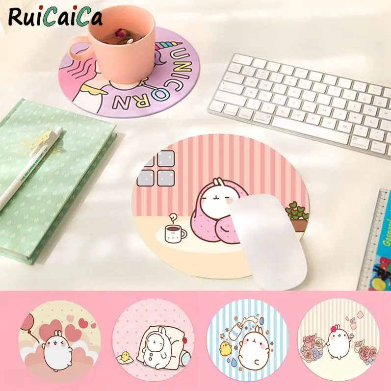 

RuiCaiCa New Arrivals Molang gamer play mats round gaming Mousepad Anti-Slip Laptop PC Mice Pad Mat gaming Mousepad