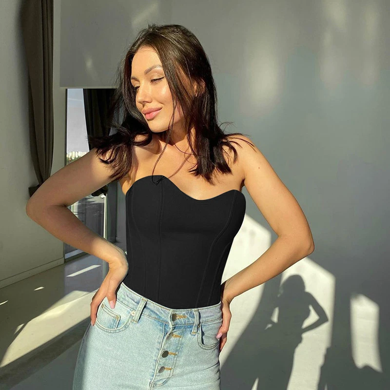 

Women's Crop Top Summer Corset Tank Sexy Vintage Fashion Tube Top Solid Color Vest Camisole Underwear Short Clothes Lady Bustier