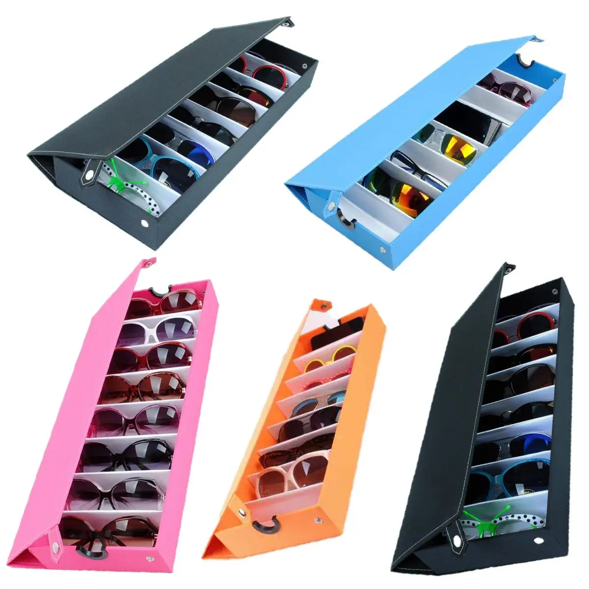 

Sunglasses Glasses Storage Oxford Cloth Glasses Case 8 Slot Grids Eyeglass Display Grid Stand Case Box Holder Glasses Organizer