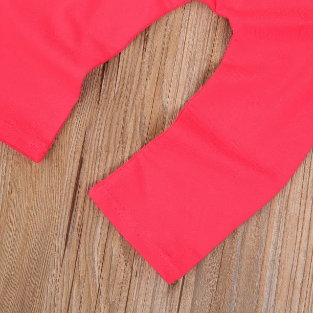 Укороченный топ с цветочным рисунком для новорожденных + красные длинные штаны