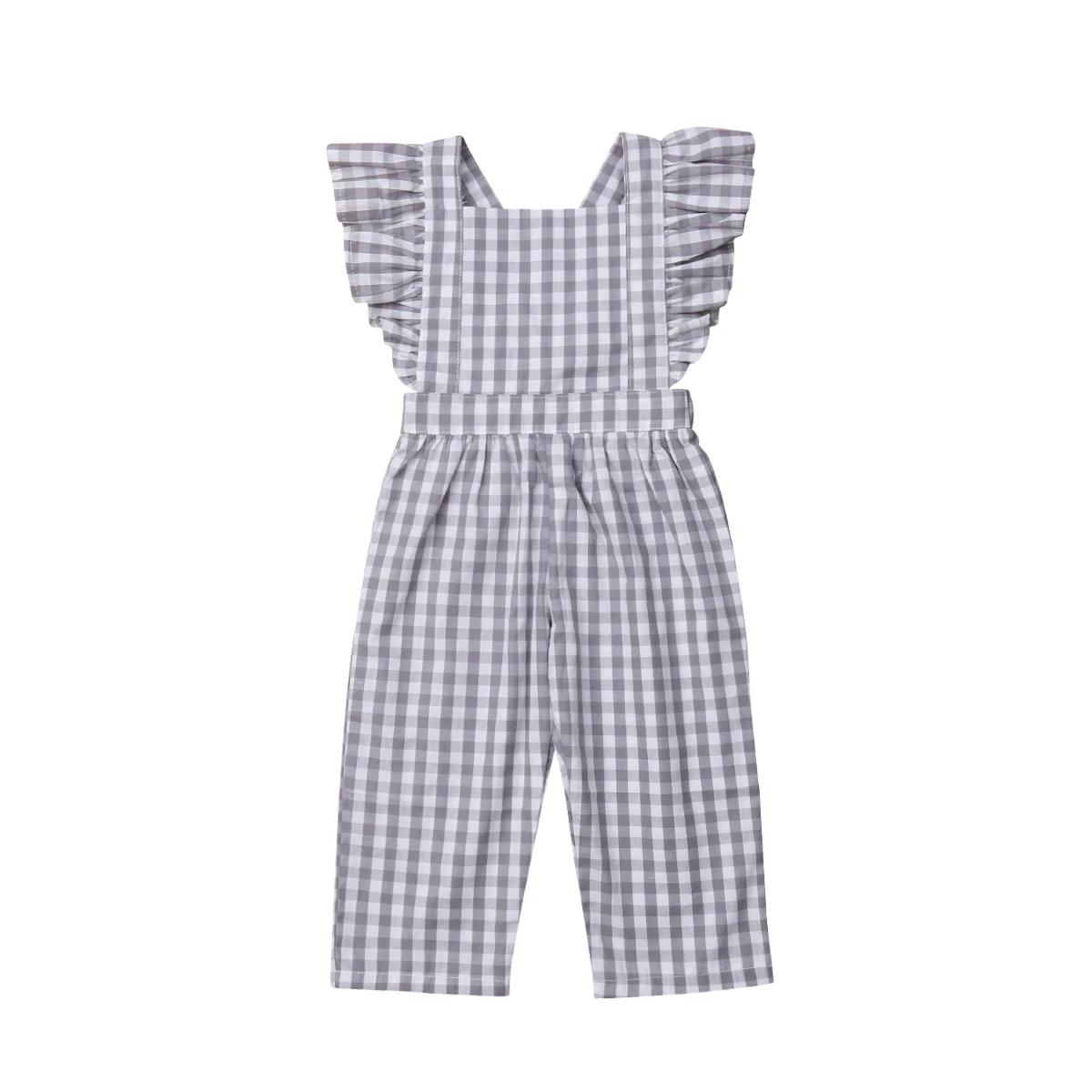 

Plaid Jumpsuit 2020 Brand New Infant Baby Girl Rompers Fly Sleeve Backless Check Jumpsuit Playsuit Overalls Clothes Outfits