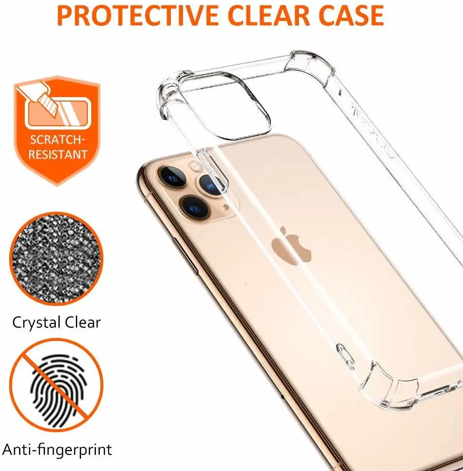 100 шт чехол для телефона Apple iPhone 11 Pro Max XS XR X 8 7 6 6S Plus SE 5s анти-скользкий противоударный защитный чехол-бампер