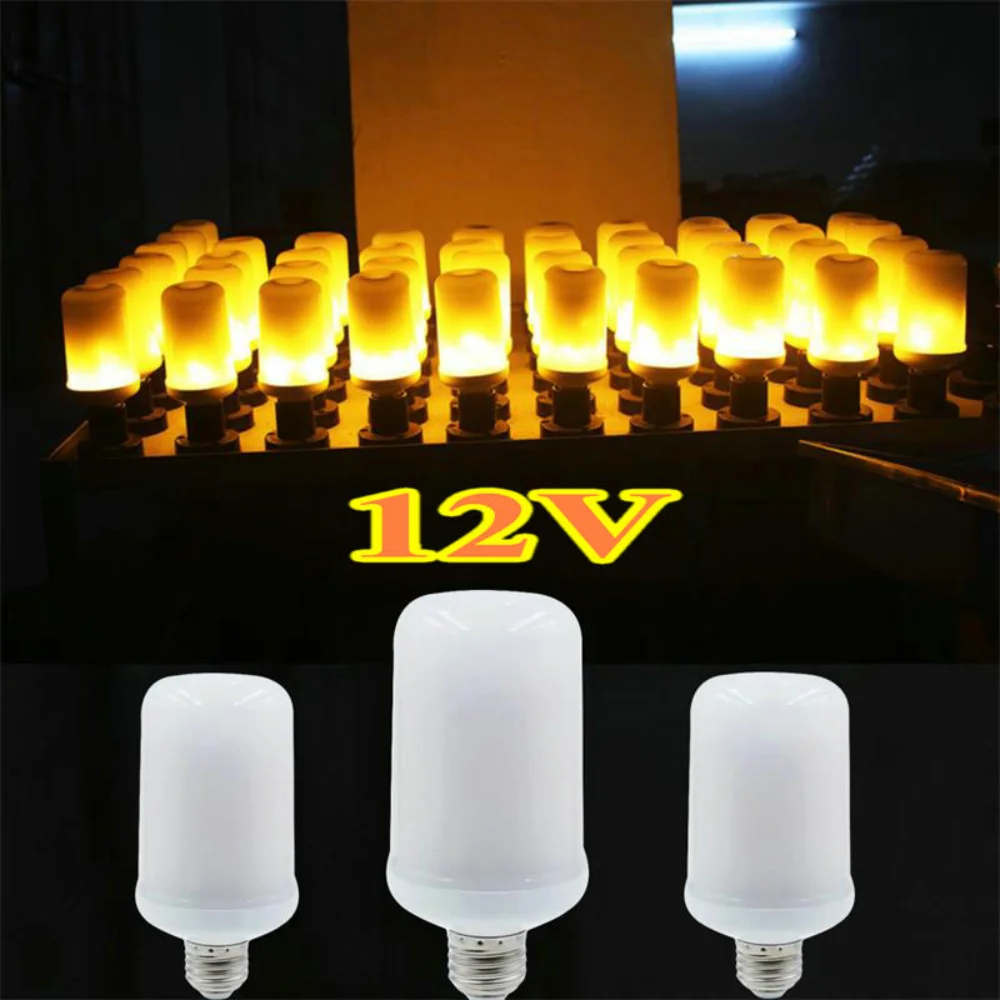 

LED 12V Flame Lamp E27 E26 Light Bulb Effect Fire Lamps Flickering Emulation Creative For Christmas Holiday Decor