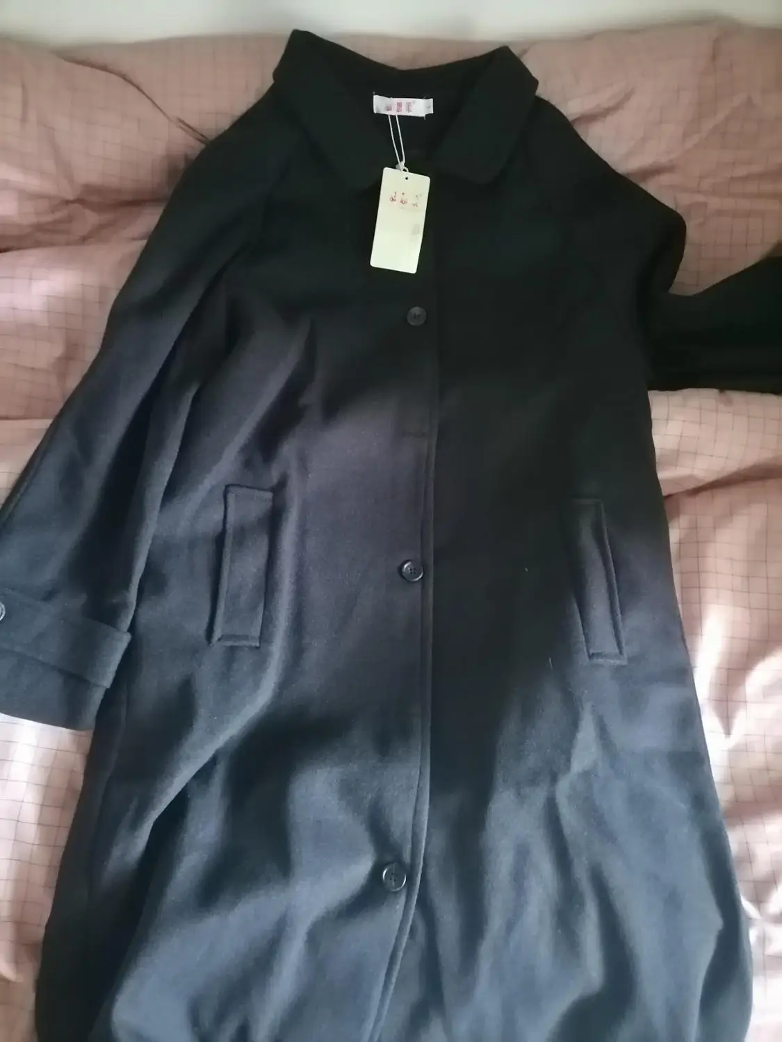 

Wool Blend Coat Women Long Sleeve Collar Outwear Long Jacket woolen Casual Autumn Winter Elegant Overcoat Woolen Coat black