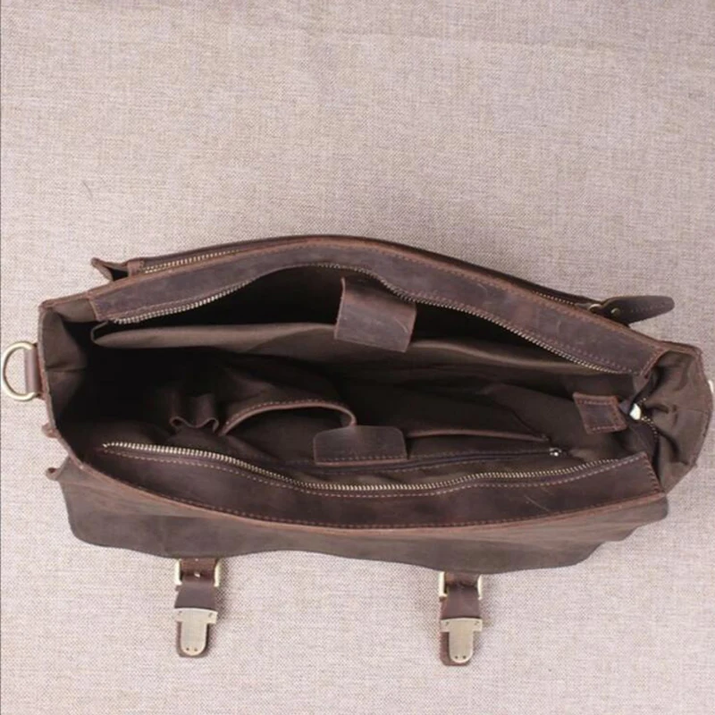 Крутая мужская сумка тоут из натуральной кожи коричневая наплечная мессенджер 15