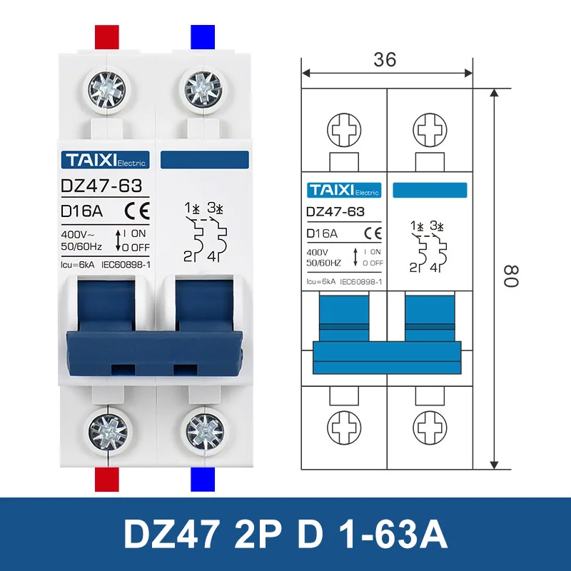 DZ47 D изогнутый мини выключатель цепи двигателя 10A ~ 125A AC400V станок промышленное