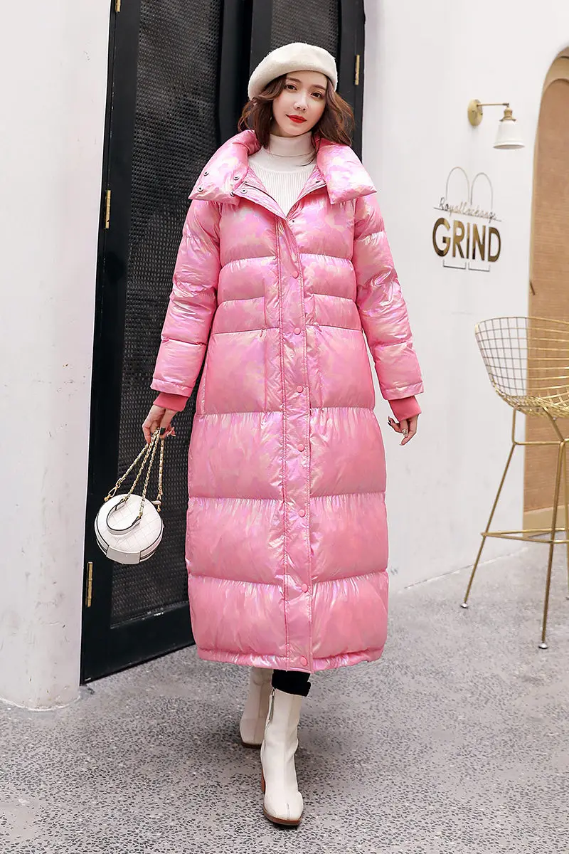 

Padded Coat Women's Long Hooded Warm Winter Jacket Fashion New Loose Plus Size Thick Down Cotton Glossy Jacket Parka Mujer f2491