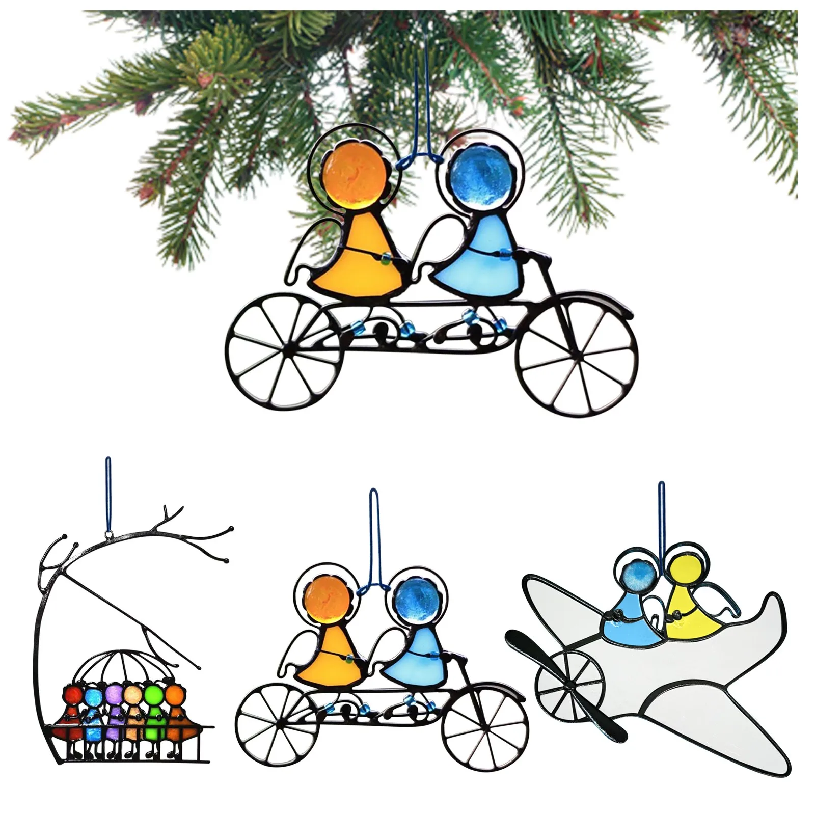 

Мультяшные парные акриловые фотообои украшение для рождественской елки Новогодний подарок 2022 Рождественский подарок