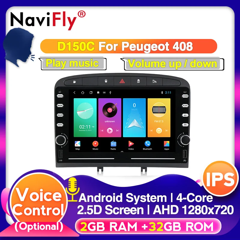NaviFly Android Car Multimedia player gps navigator for Peugeot 408 308 308SW car audio wifi 4G view camera | Автомобили и