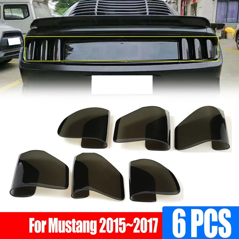 

AP68-6Pcs Car Rear Tail Light Lamp Cover Protector Sticker Smoked Auto Tail Light Hood for Ford Mustang 2015-2017
