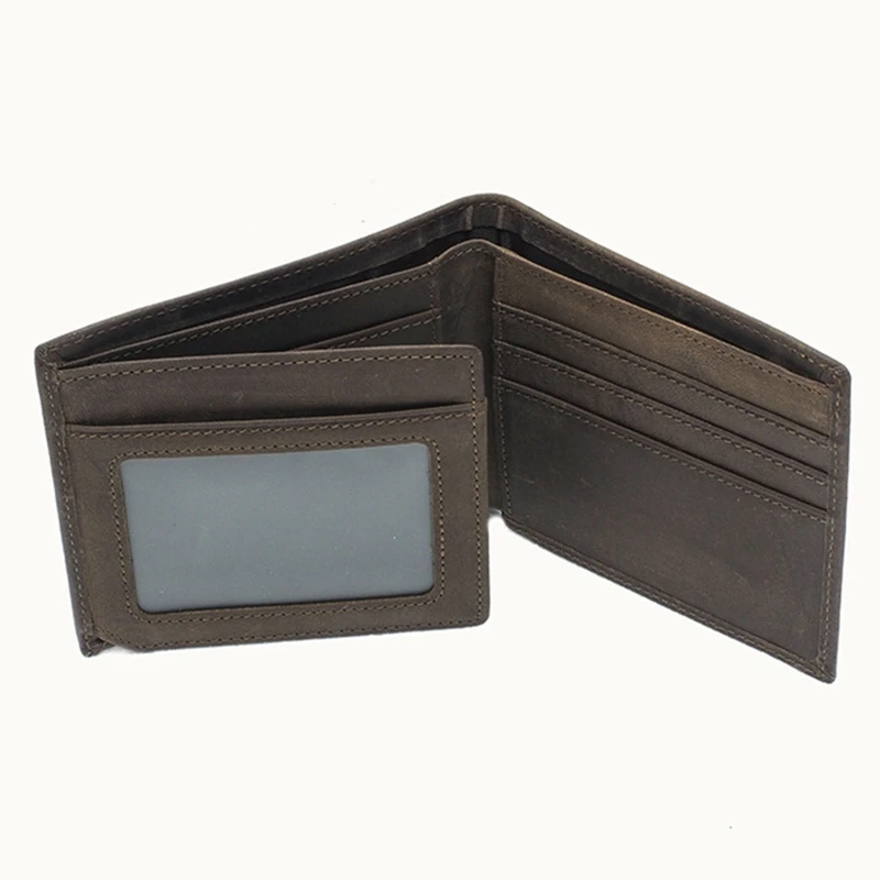 

Vintage Handmade Men Genuine Leather Wallets Large Bifold with RFID Blocking A69C