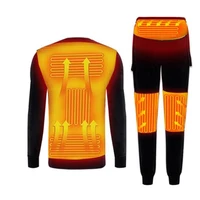winter heated underwear battery powered usb fleece lined motorcycle jacket t shirts pants heating electric thermal ski set