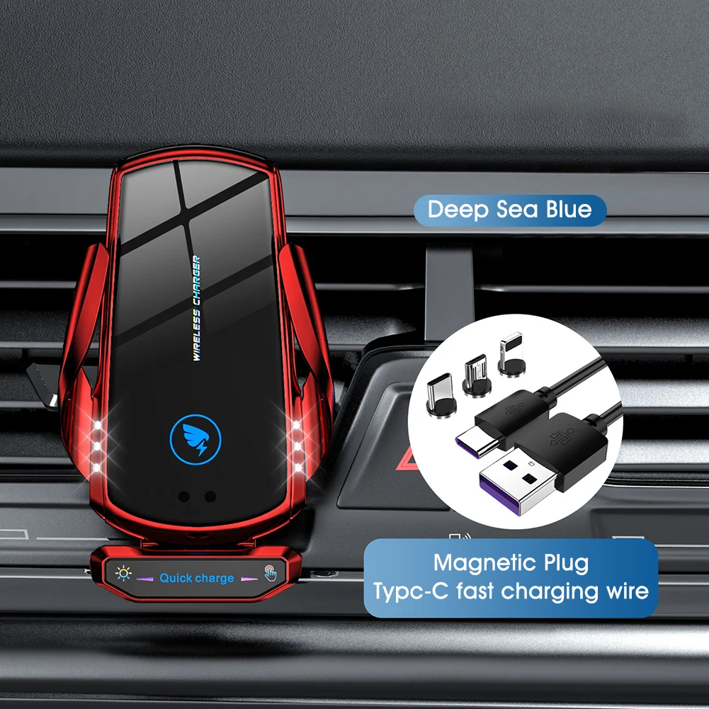 

New upgrade Automatic Clamping 15W Wireless Charger Car Holder Smart Infrared Sensor Air Vent Mount Mobile Phone Bracket Stand