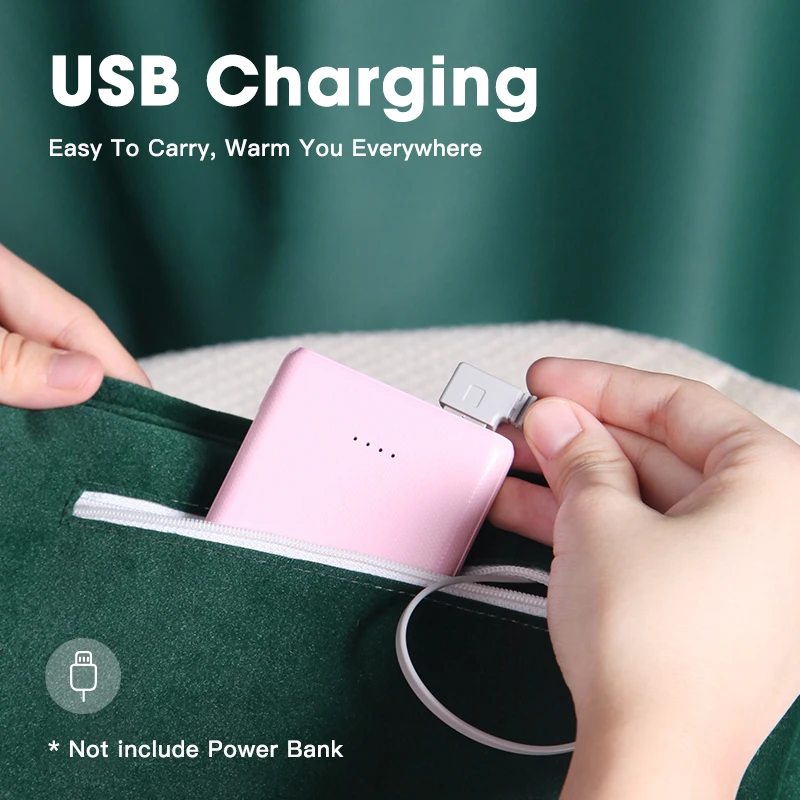 Розовая грелка для рук электрическая с USB портативная графиеновая подушка