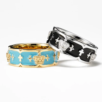 

Japanese Special-Interest Fashion Brand 18K Gold JD Crown Ring Men and Women Couple Sterling Silver Cross Hip Hop Retro Couple R