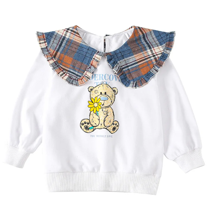 

Girls who dress of new fund of 2021 autumn autumn outfit cuhk tong han edition cartoon fleece children brim long sleeve top
