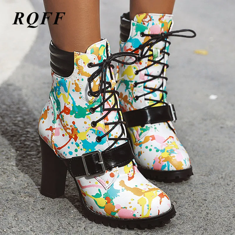 Женские ботильоны на очень высоком каблуке черные или белые ботинки из