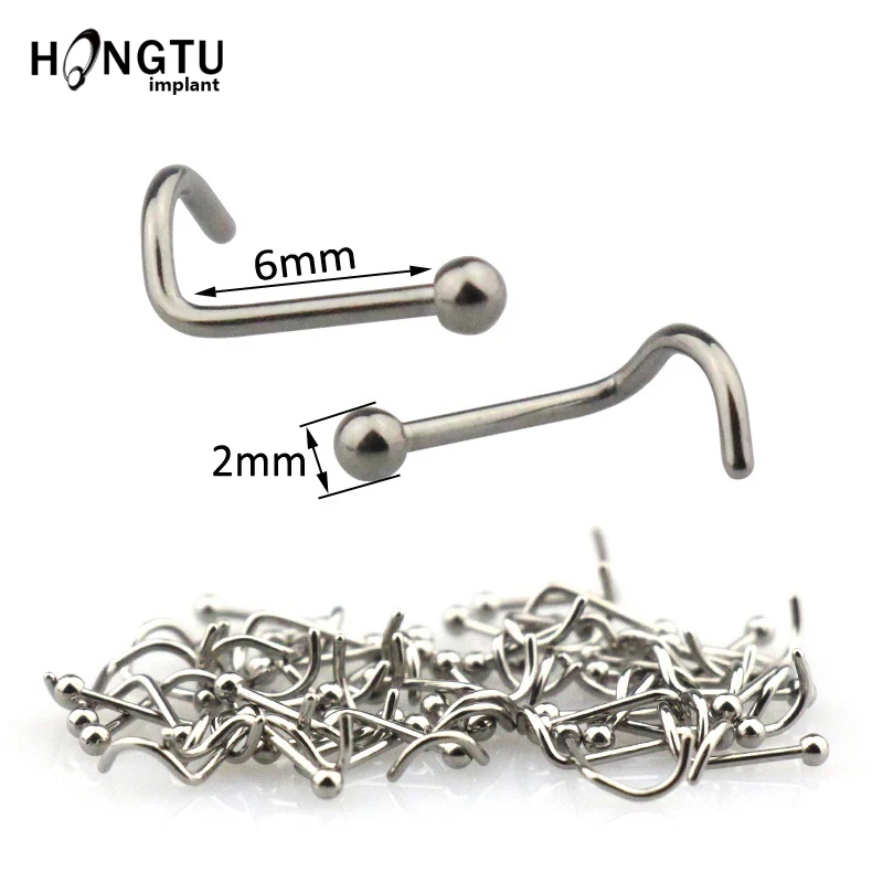 1 шт титановые шпильки для носа Ушные Кольца ноздри пирсинг винтовые изогнутые