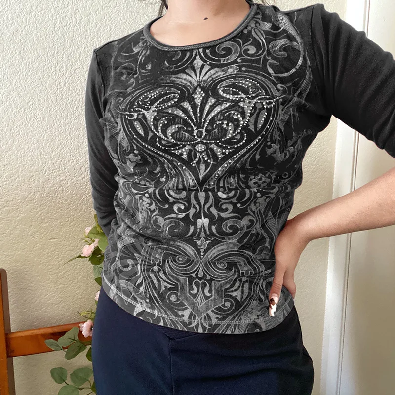 

Harajuku Grunge Fairycore Women Clothes Retro Dark Academia Chic Tops Tees Streetwear Autumn Vintage Tshirts 90s