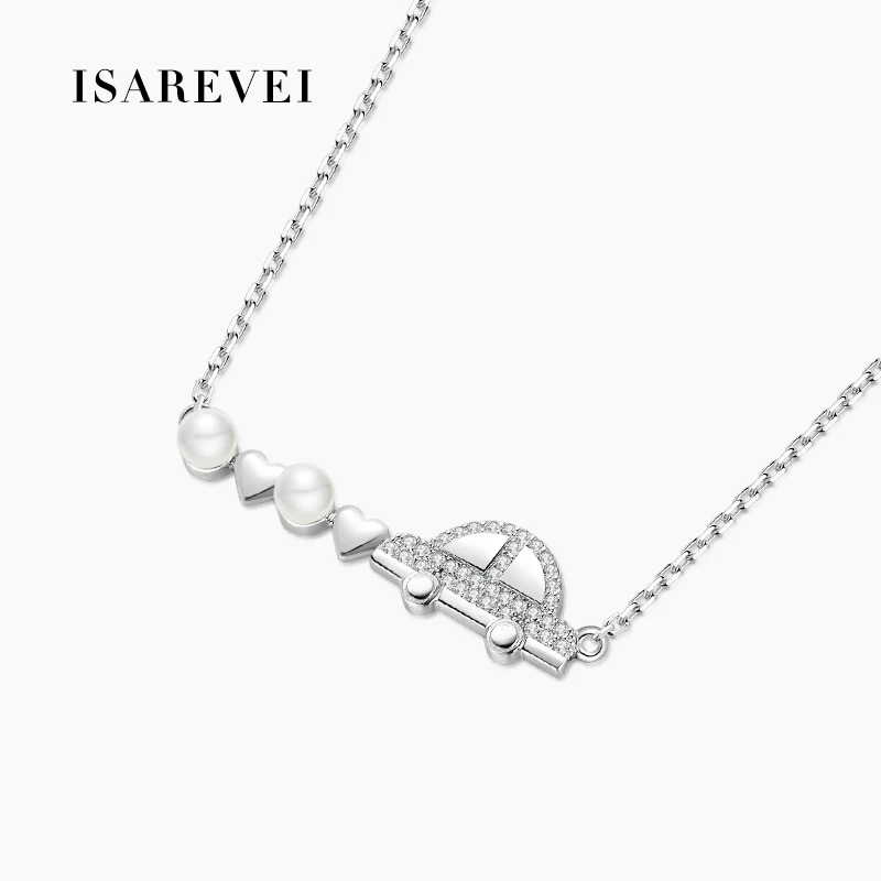 

Originanl Pixel Charm Car Pendant With Pearl Stars 925 Sterling Silver Necklace Senior Clavicle Chain 2021 New Jewelry For Women
