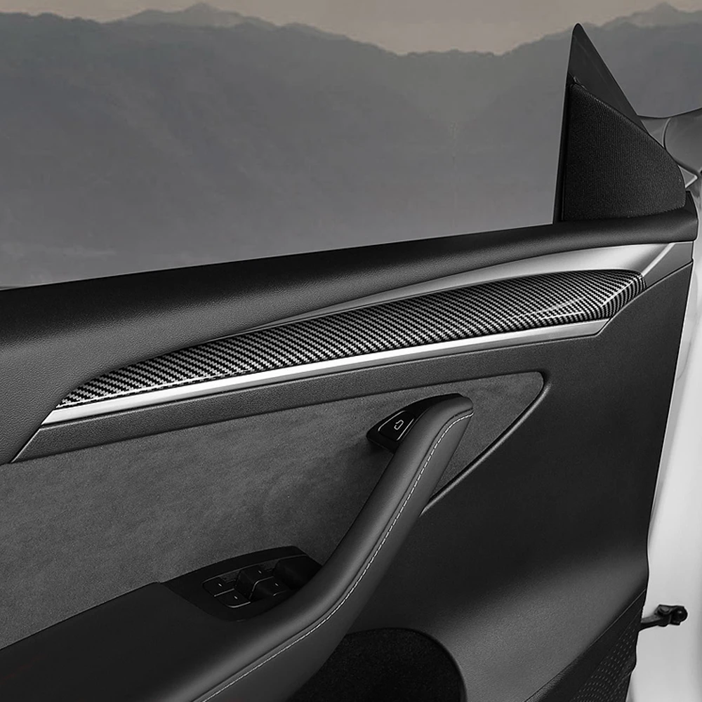 

Car Accessories for Tesla Model Y 2020 2021 ABS Carbon Fiber Grain Interior Door Armrest Decorative Cover Trim 2pcs