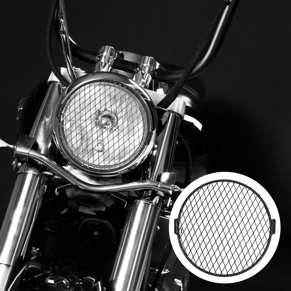 

6inch Motorcycle Headlight Mesh Grill Mask Protector Guards Square Metal Fog Light Cover Motor Accessories Cafe Racer For -Honda