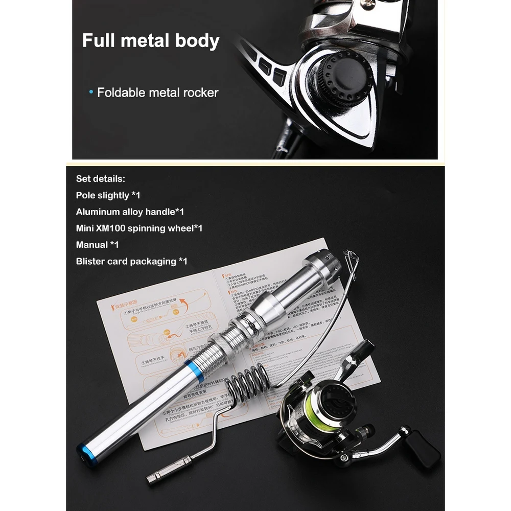 

EMMROD Ultra-small Mini Ice Fishing Rod Rod, The Rotating Part of The Main Shaft Uses Aluminum Alloy and Copper Material