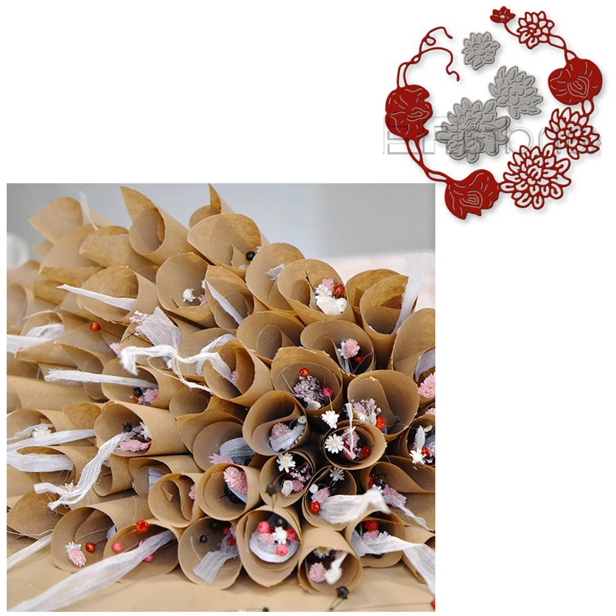 

Dahlia Vetch Wreath Metal Cutting Dies Scrapbook Diary Decoration Stencil Embossing Template DIY Greeting Card Handmade New