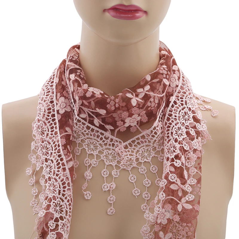 Women Fashion Triangle Wrap Lady Shawl Flower Lace Scarf Female Baby Tassel Shawls Scarves Spring Summer Photo Props Accessories |