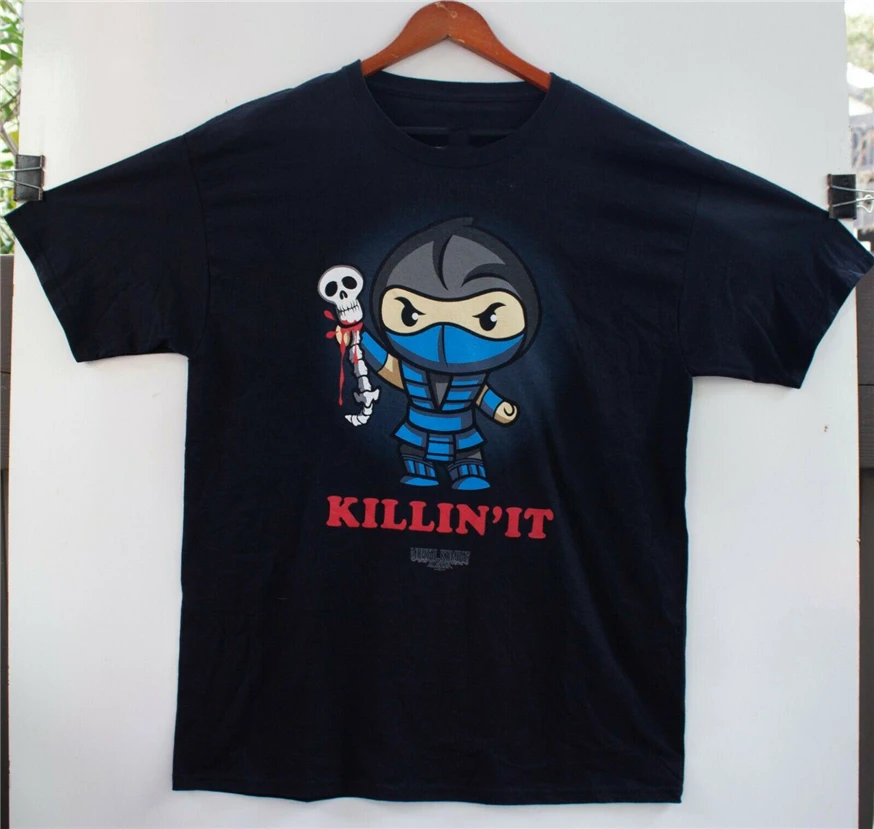 Mmoral Kombat Klassic Саб Зиро Finish Him Killin' It черная видеоигра рубашка Sz L Уличная
