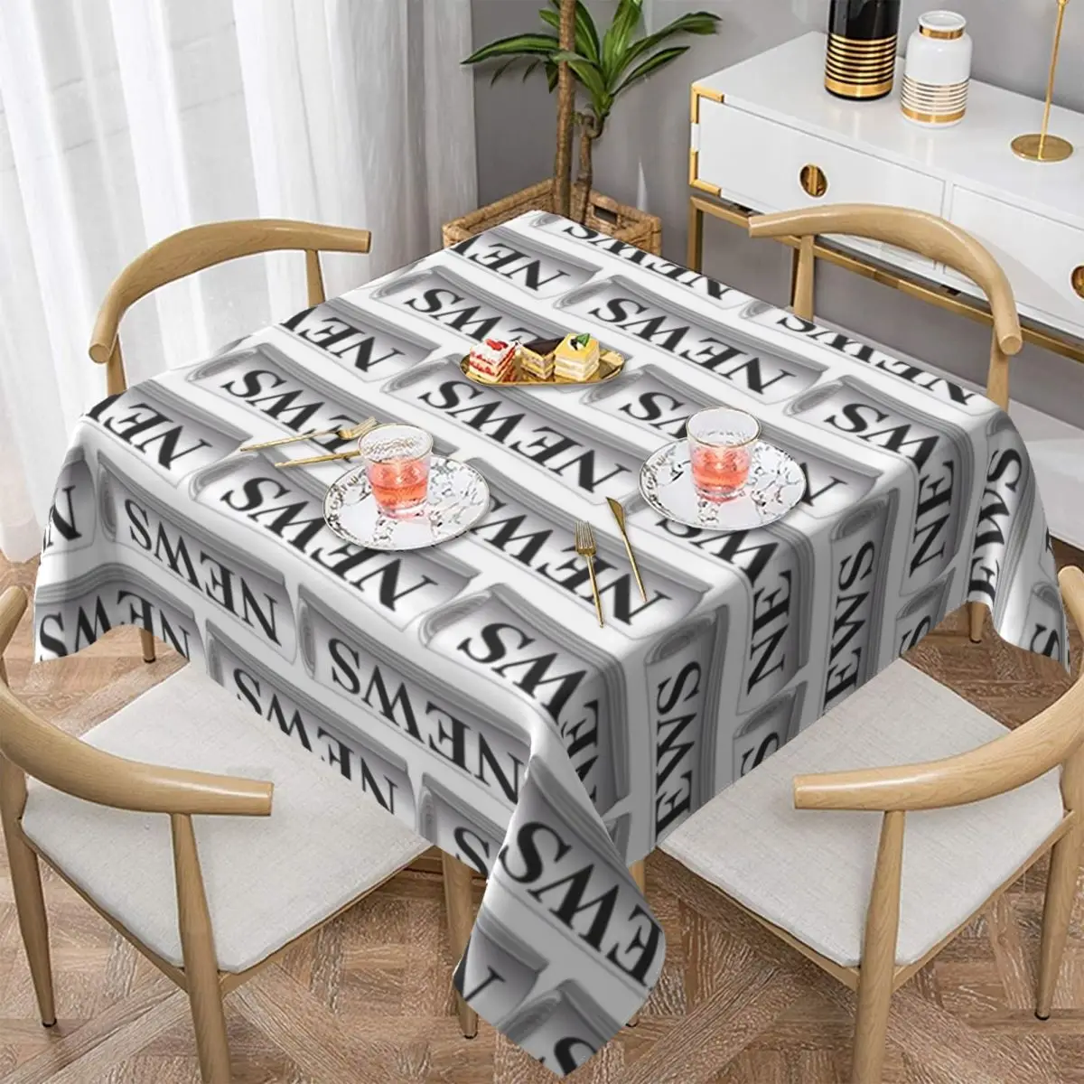 

Newspaper Tablecloth Cheap Square Table Cover Picnic Printed Protection Polyester Table Cloth