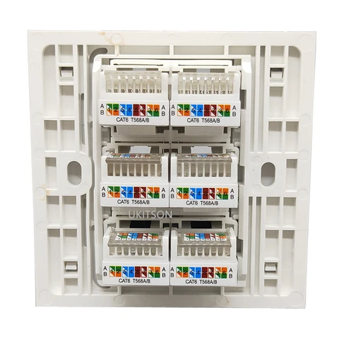 UKITSON белая настенная панель 6 портов CAT6 RJ45