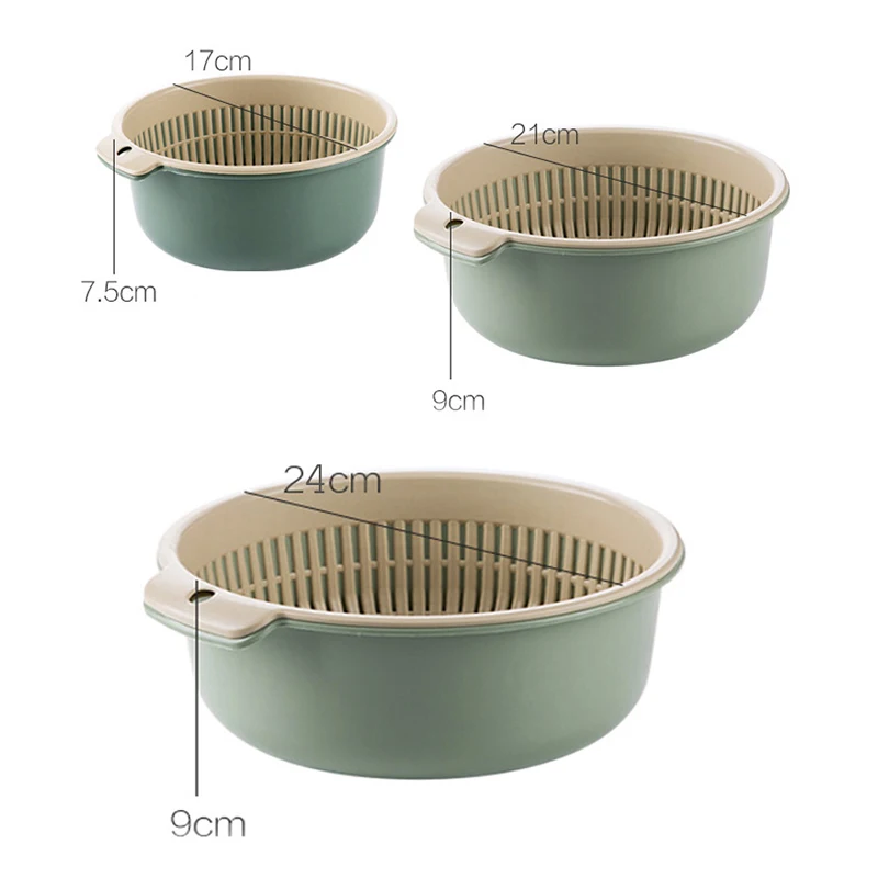 

For Kitchen Double Plastic Drain Basket Fruit Vegetable Washing Colander Strainer Strainers Bowls Drainer Cleaning Colander Tool
