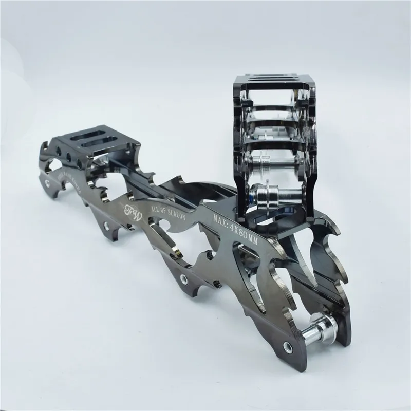 Rocked type 219mm 231mm 243mm roller skates frame 4X72mm 76mm 80mm inline slalom base FSK rockered banana rainbow silver