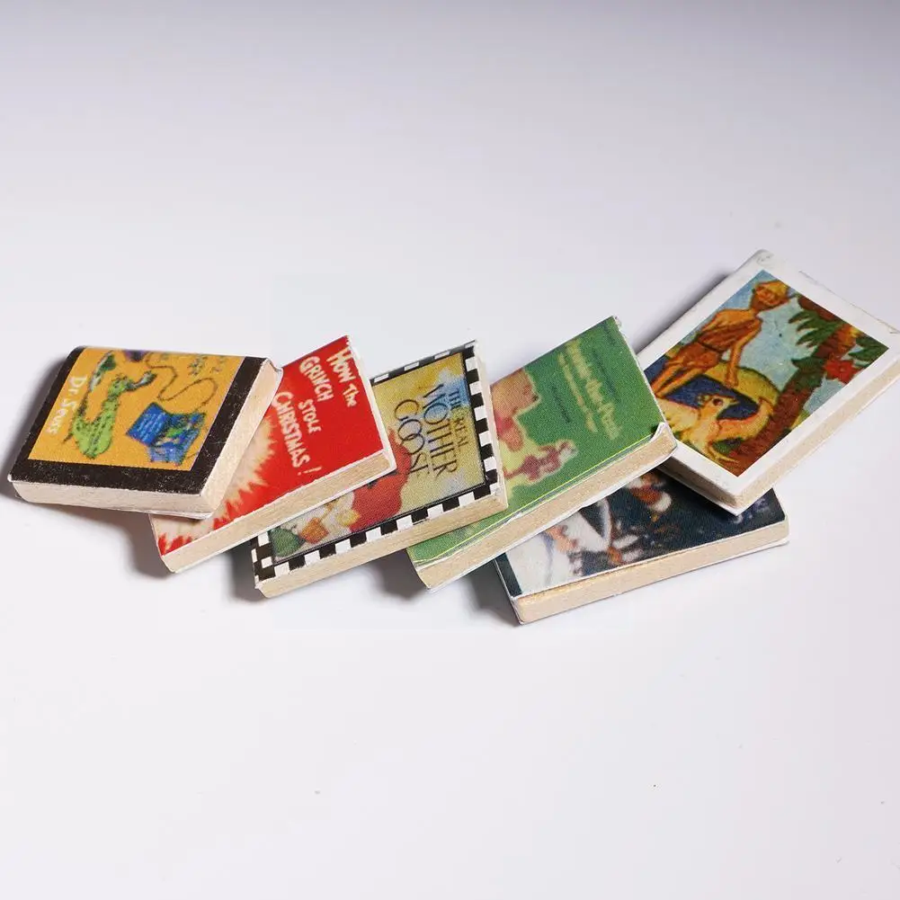 

Учебные аксессуары, красивые книги, 6 книг, комиксы, Лучшие Деревянные книги, продажа дома, аксессуары 1/12, миниатюрные E1m4