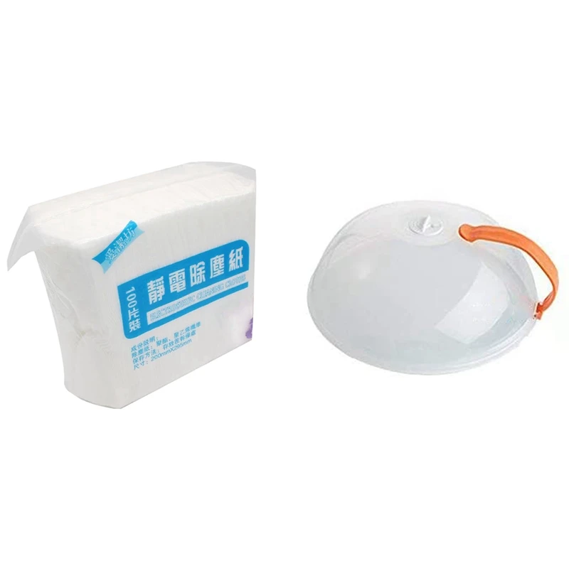 

200 Pcs Disposable Electrostatic Dusting Paper Kitchen Cleaning Cloth & 1 Pcs Microwave Heating Heating Oil Proof Cover