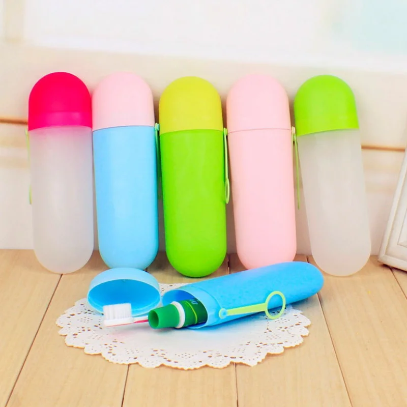 

Portable Toothbrush Toothpaste Case Cover Holder Candy Color Travel Hiking Camping Brush Case Wash Gargle Suit