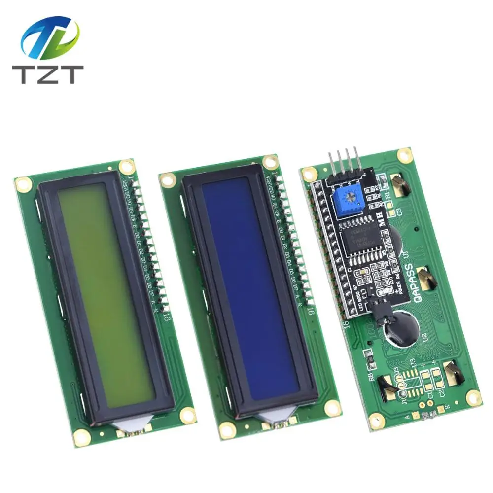 ЖК модуль 1602 + I2C LCD синий/зеленый экран PCF8574 IIC/I2C адаптер пластина для