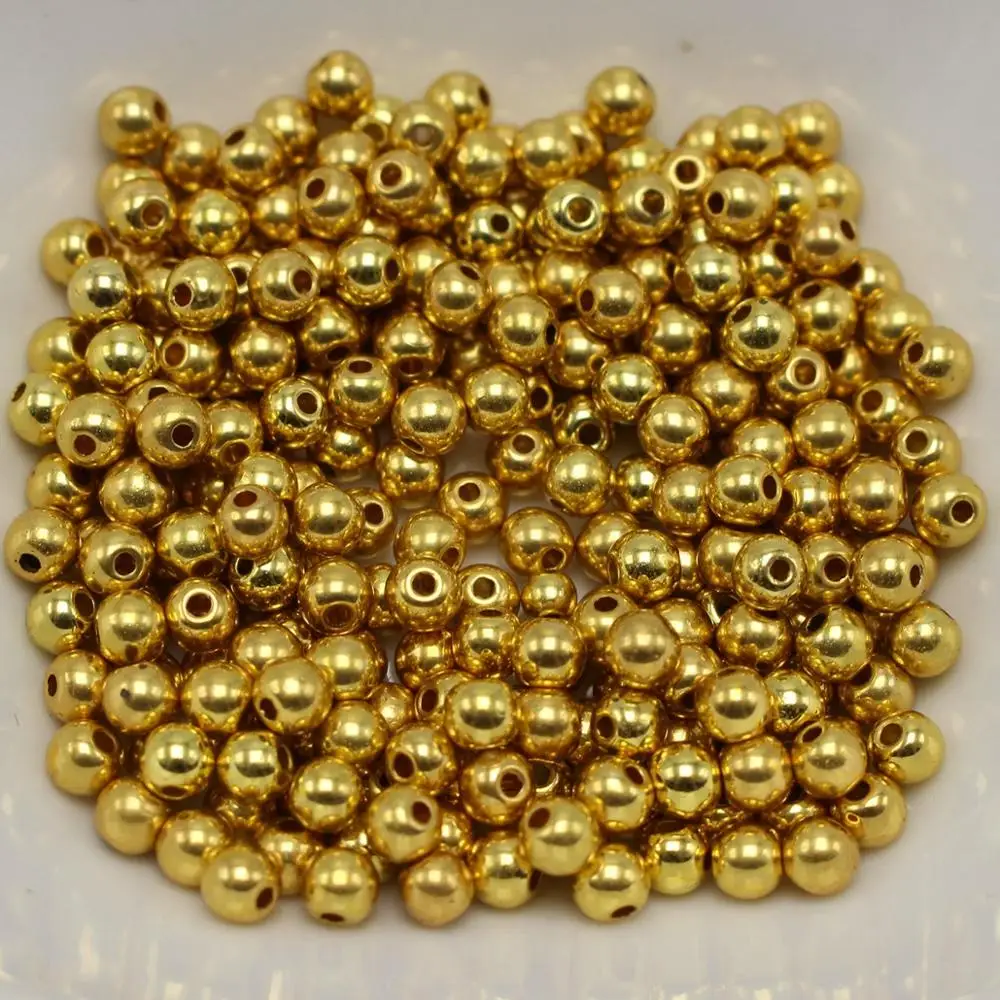 1000 золотистые пластиковые круглые бусины с отверстием 4 мм Гладкие шарики |