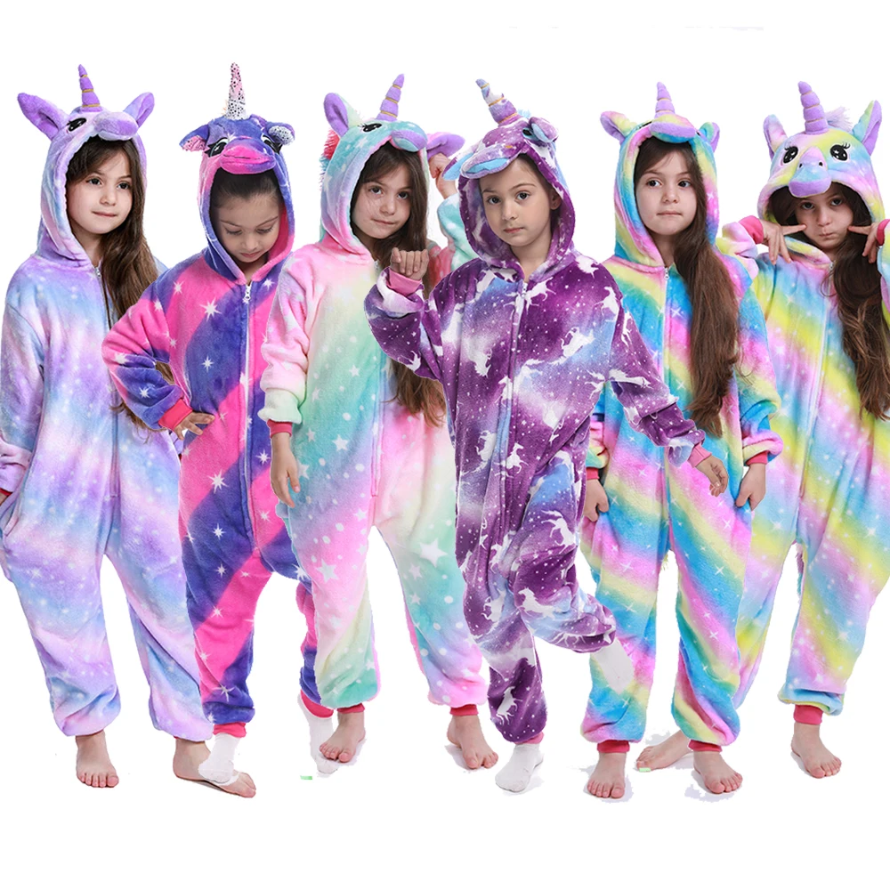 Kigurumi/Детская Пижама с единорогом зимняя пандой для мальчиков детская пижама