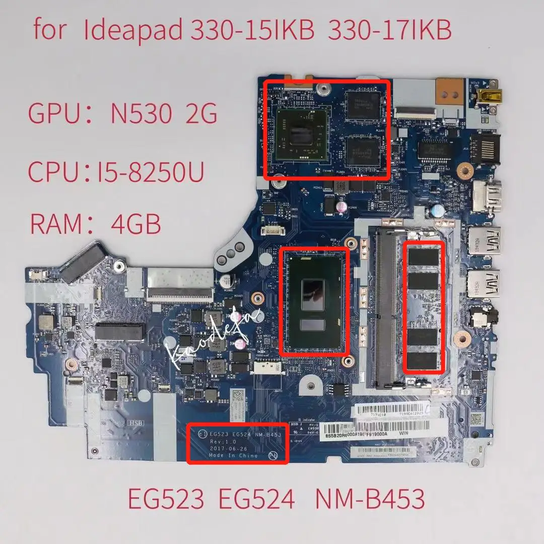 

NM-B453 Para Lenovo Ideapad 330-15IKB 330-17IKB Laptop Motherboard CPU:I5-8250U GPU:N530 2G RAM:4G FRU: 5B20R19919 5B20R19899