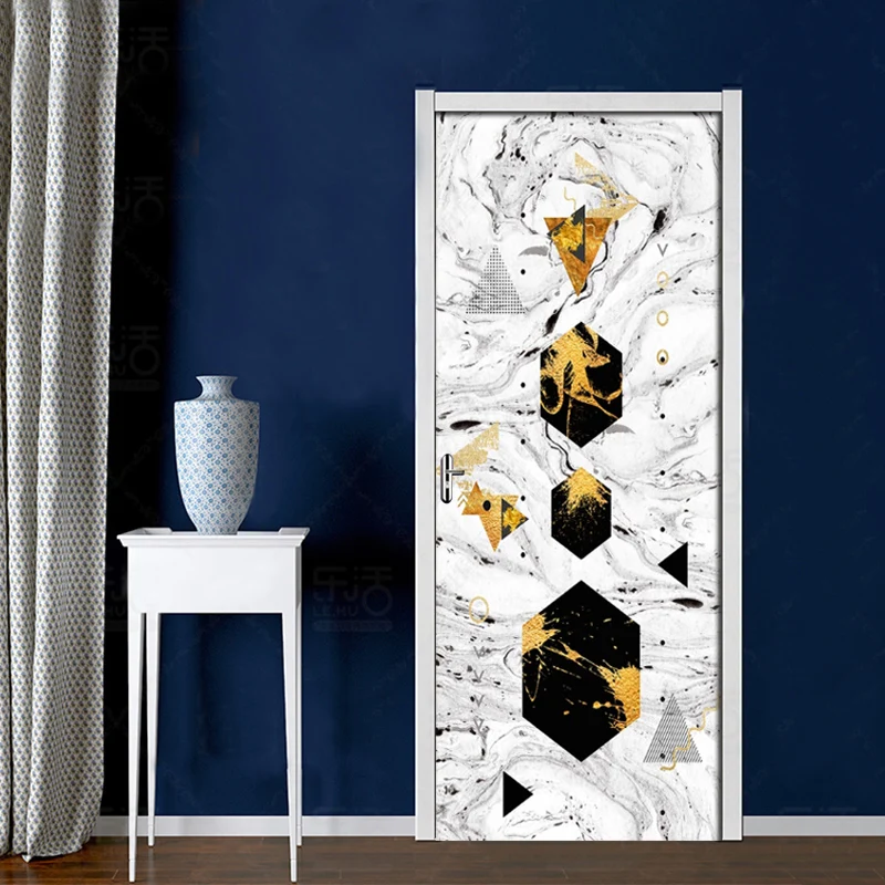 Абстрактная Геометрическая чернильная живопись Настенная Наклейка на дверь