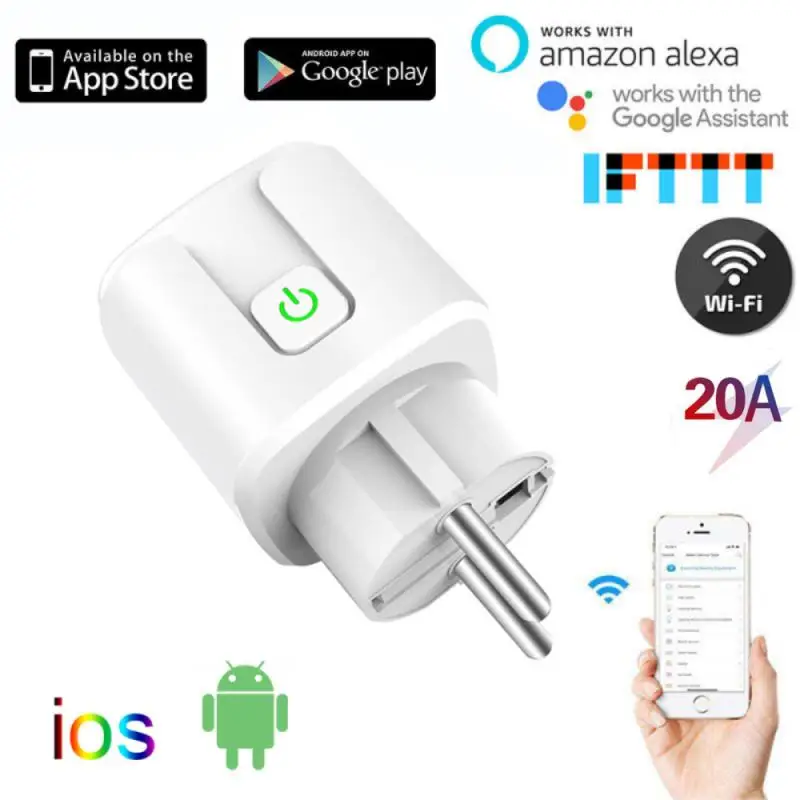 

Smart Plug WiFi Socket EU 20A Power Monitor Timing Function Tuya SmartLife APP Control Works With Alexa Google Assistant Alice