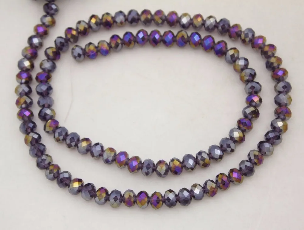 1000 шт. 4x6 мм резные AB фиолетовые круглые стеклянные бусины | Украшения и